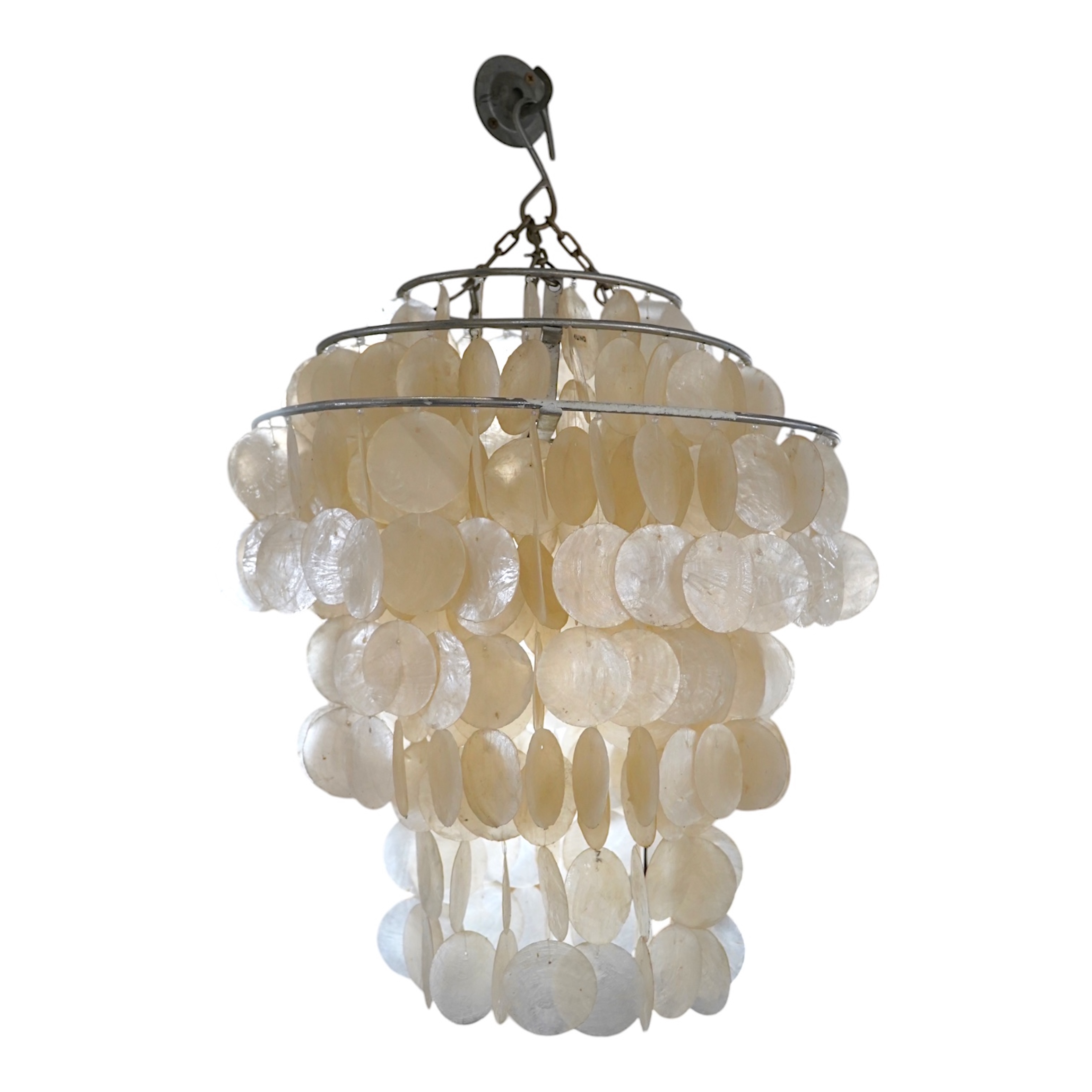 A mother-of-pearl ceiling light, 50cm high. Condition - fair to good.